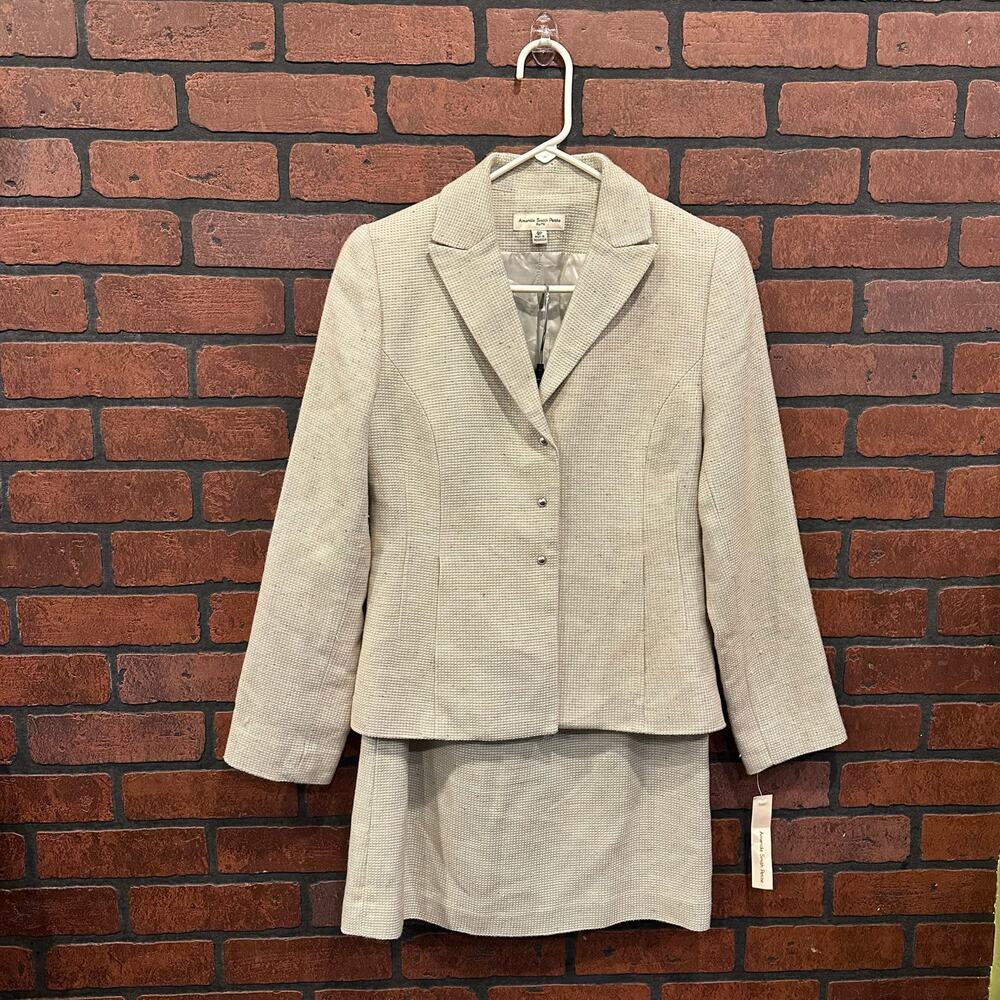 Vintage Amanda Smith Petites Tweed Skirt Suit NWT Size 4 Petite 4P Wool Blend